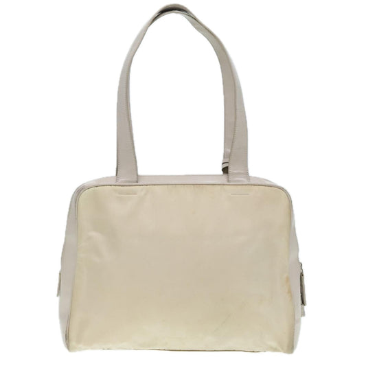 Luxury Prada Tote Bag Nylon White Silver 92829