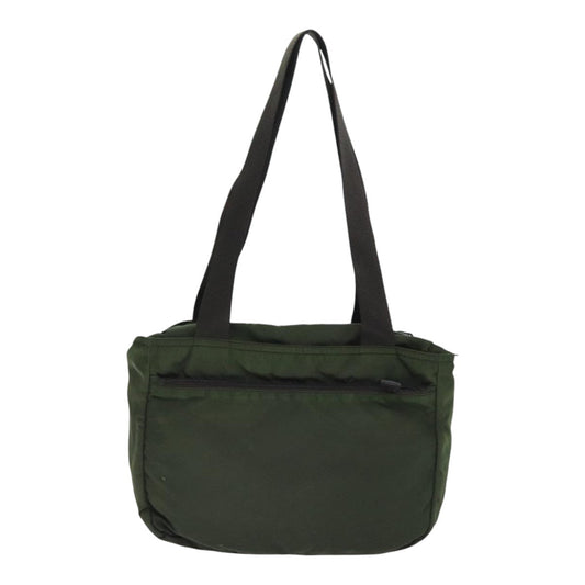Luxury Prada Tote Bag Nylon Khaki Brown Silver 92859