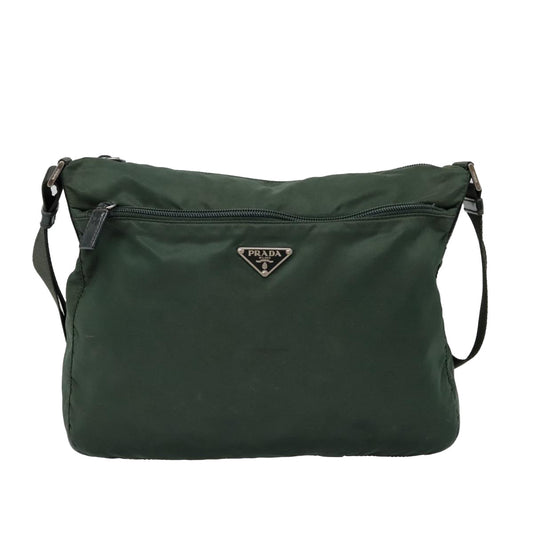 Luxury Prada Shoulder Bag Nylon Khaki Silver 92862