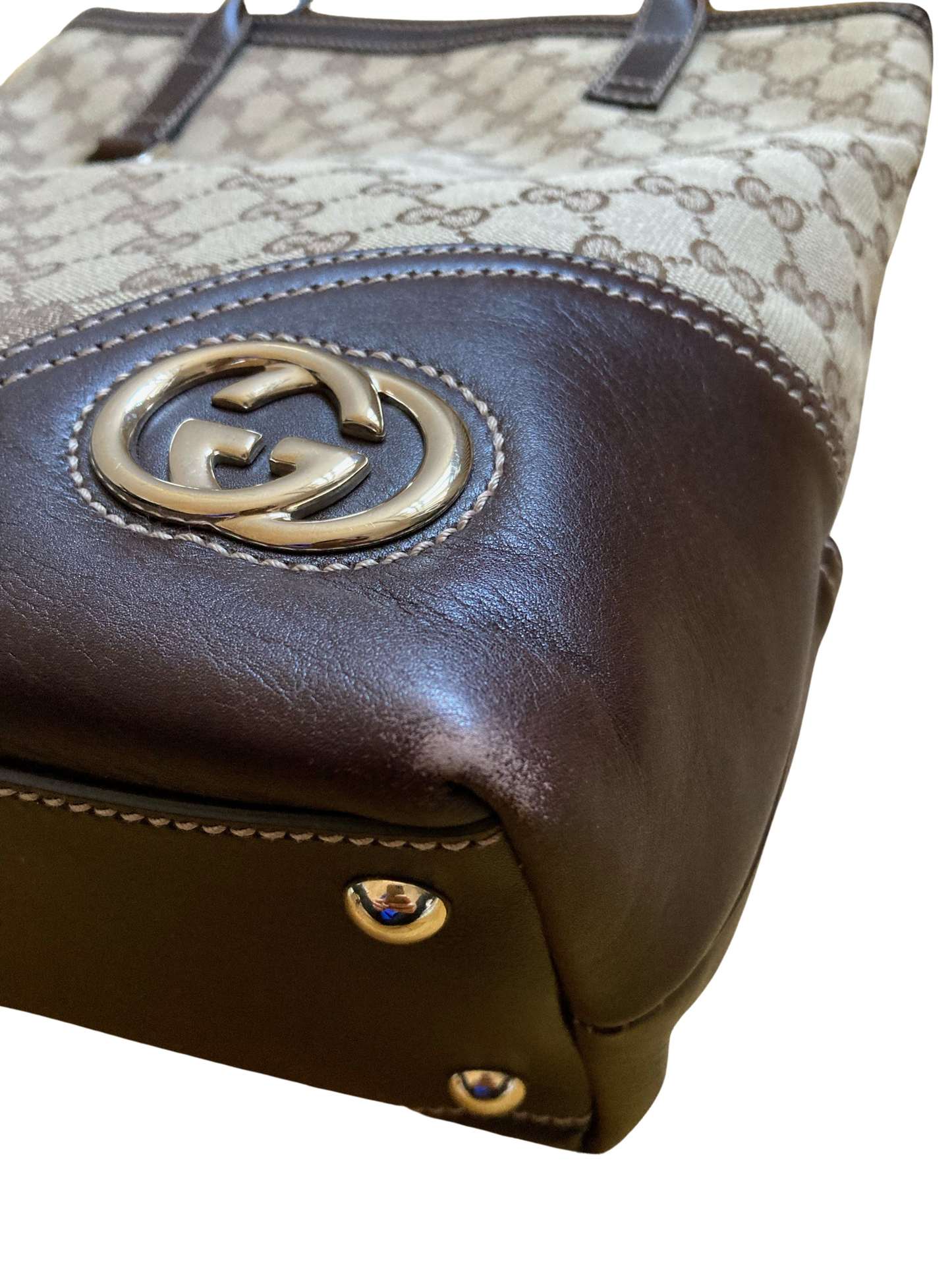 Luxury Gucci Abbey Jacquard & Leather Tote Bag