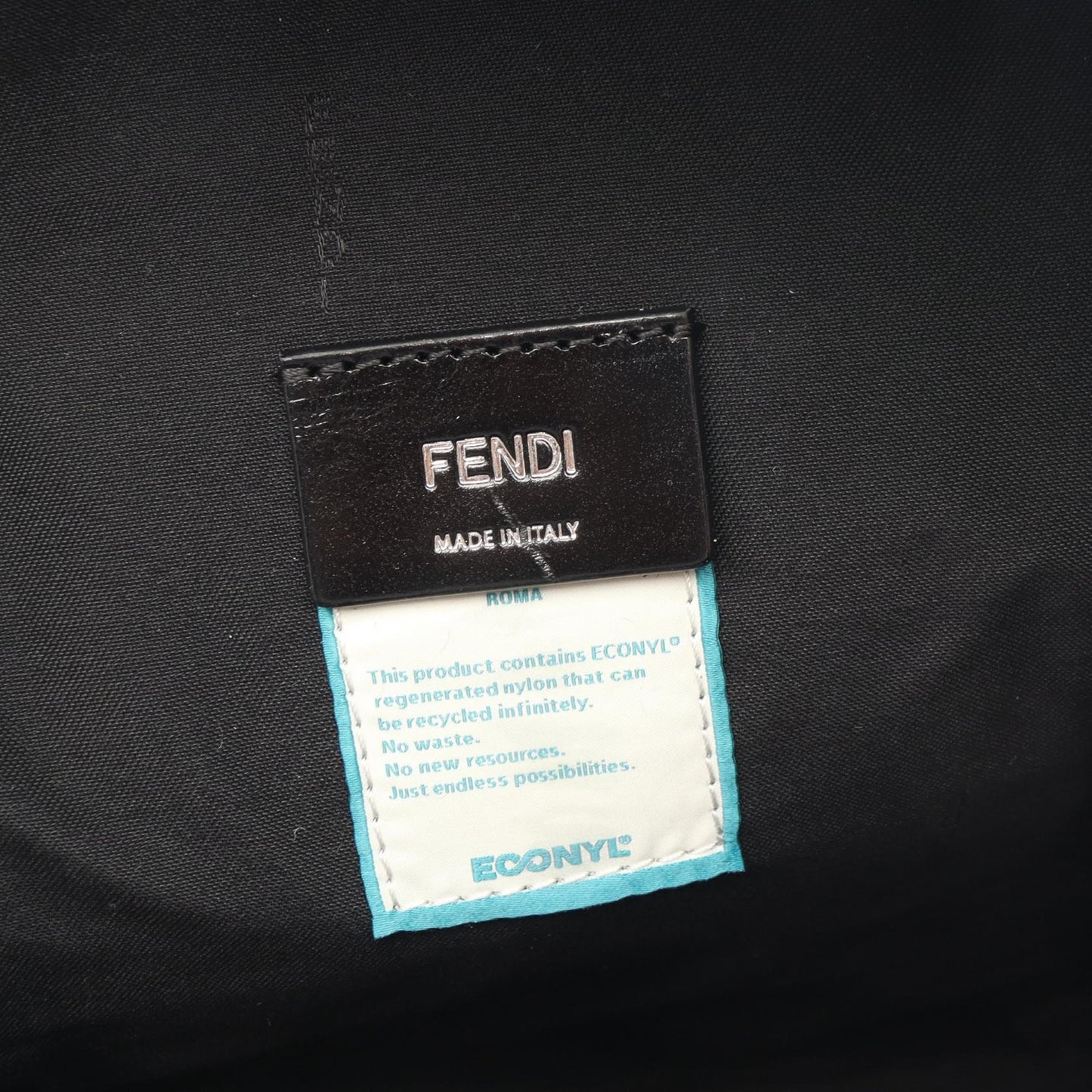 Luxury Fendi Zucca Backpack Rucksack Nylon Leather Black