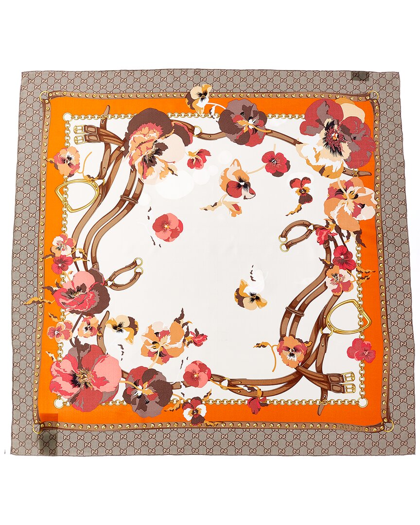 Gucci Oversized GG Flora Silk Scarf
