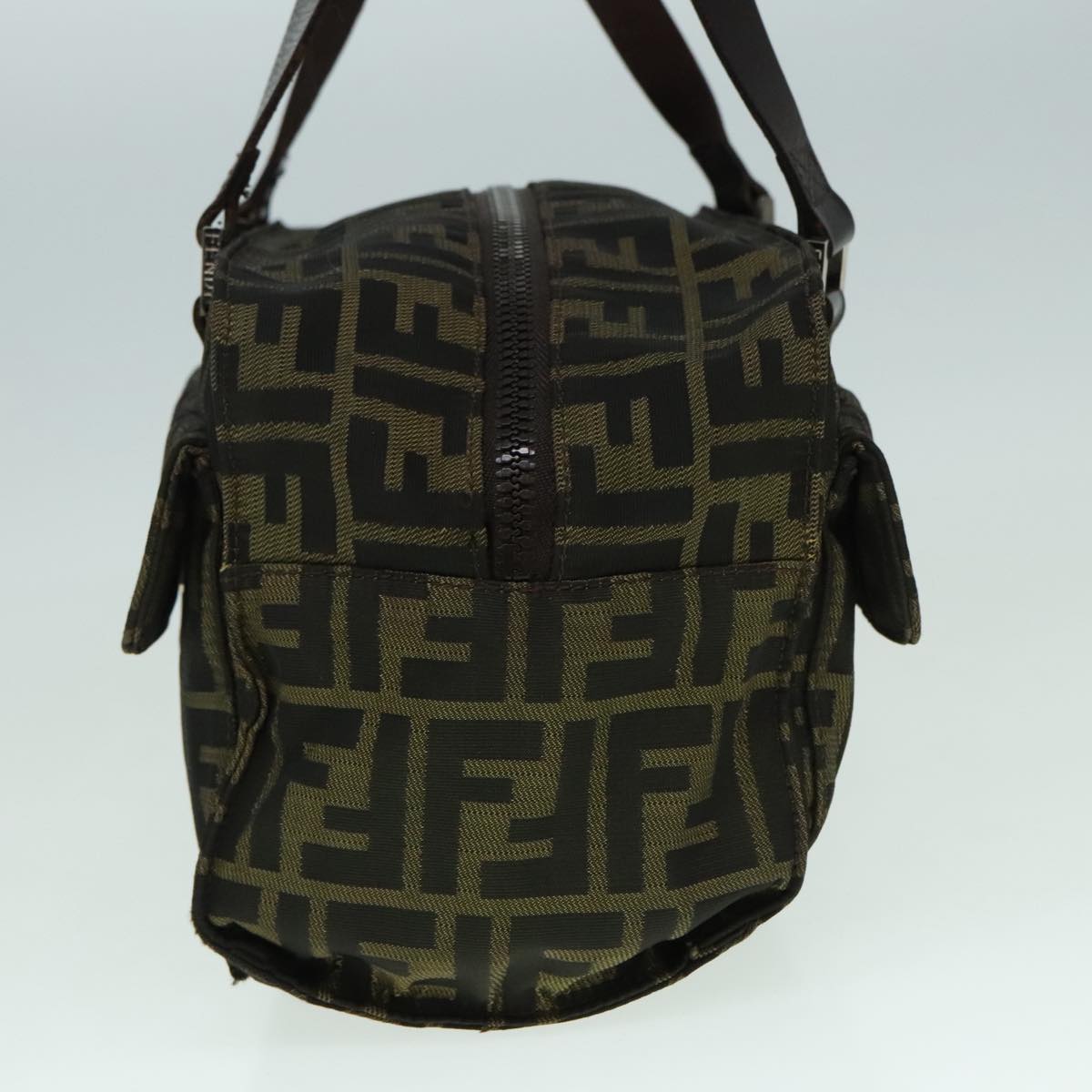 Luxury Fendi Zucca Canvas Hand Bag Brown Black Silver93228