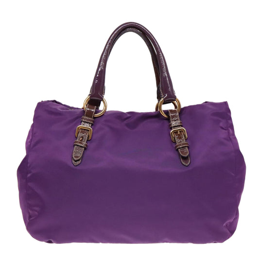 Luxury Prada Bijoux Tote Bag Nylon Enamel Purple Gold 93338
