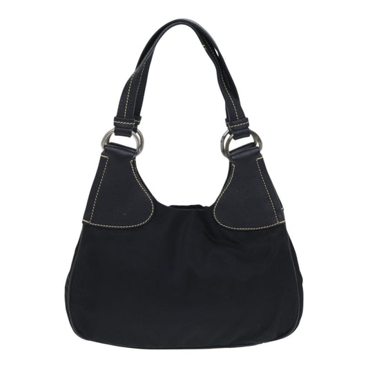 Luxury Prada Hand Bag Nylon Black Silver 93474