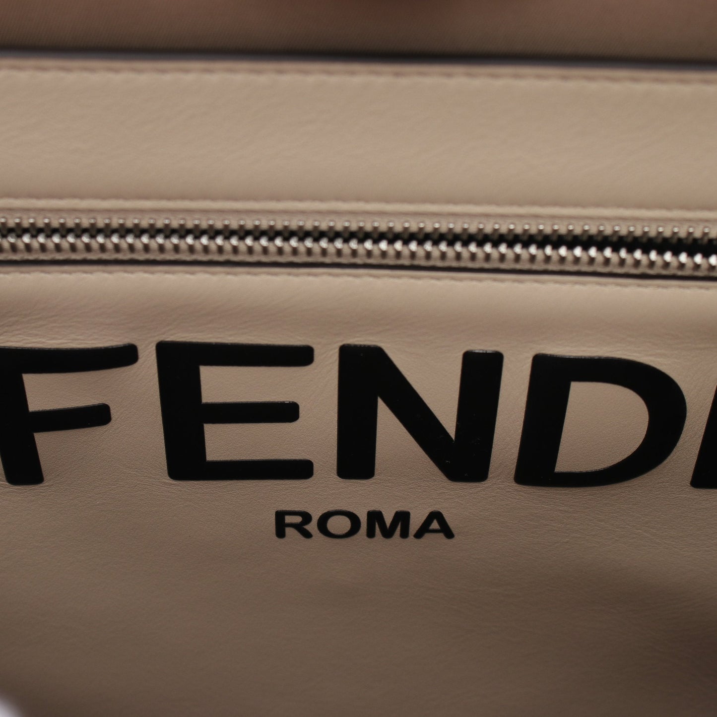 Luxury Fendi Peekaboo Isee u Medium Handbag Nylon Gray beige 2WAY