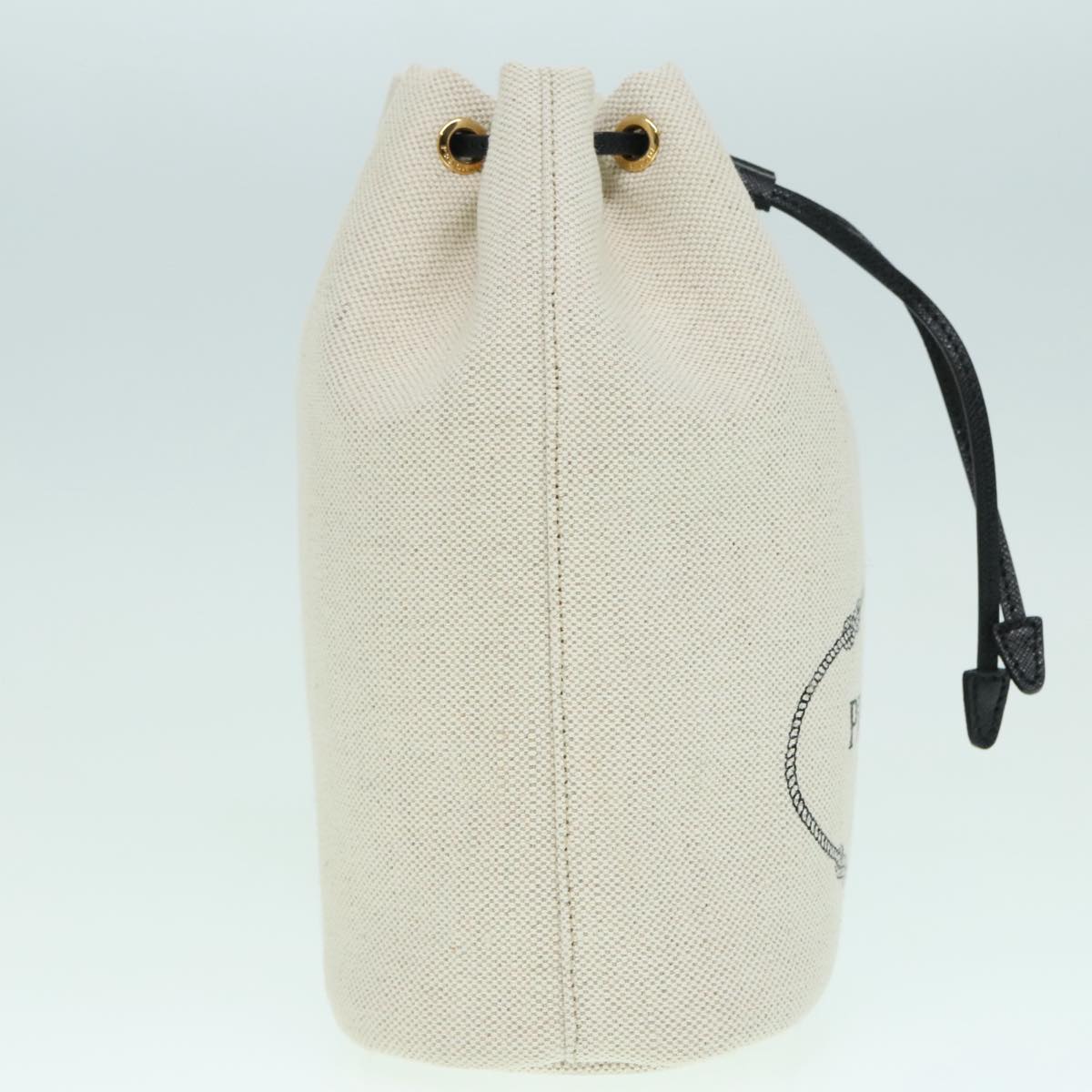 Luxury Prada Canvas Drawstring Bag Pouch White 93807