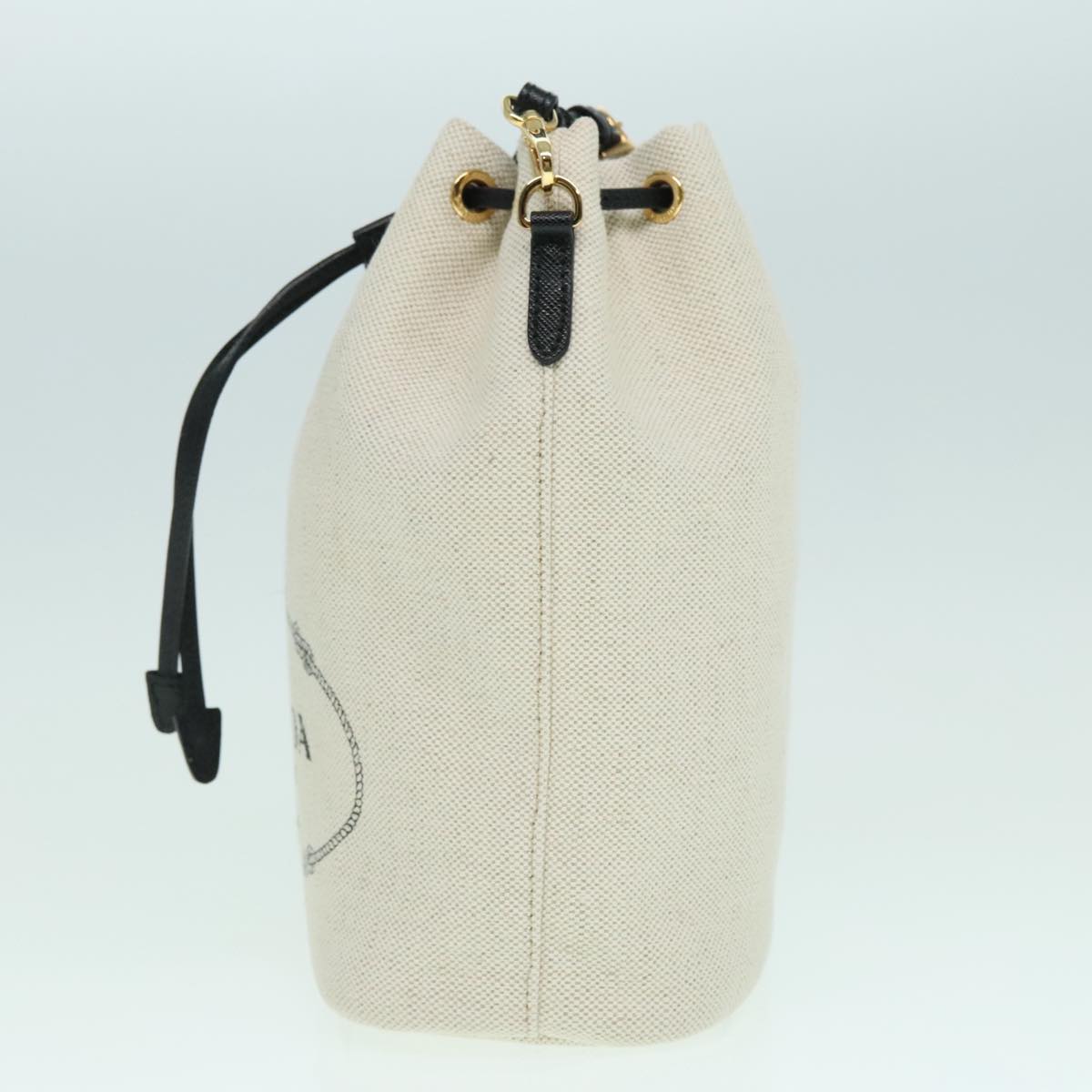 Luxury Prada Canvas Drawstring Bag Pouch White 93807