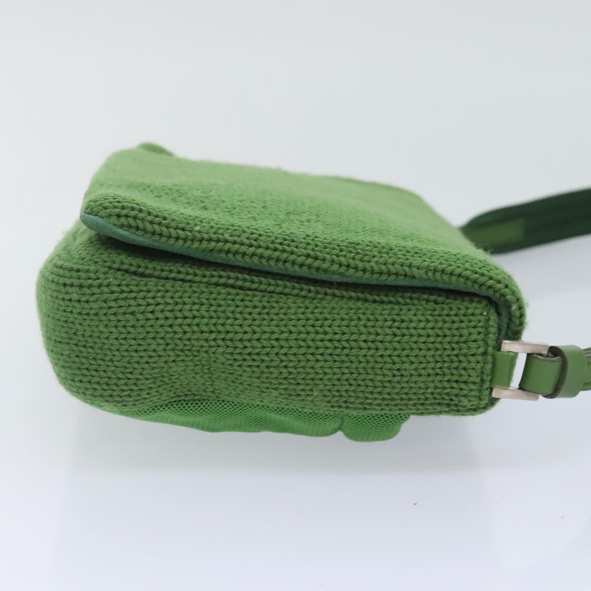 Luxury Prada Shoulder Bag Knitted Fabrics Green Silver 93808