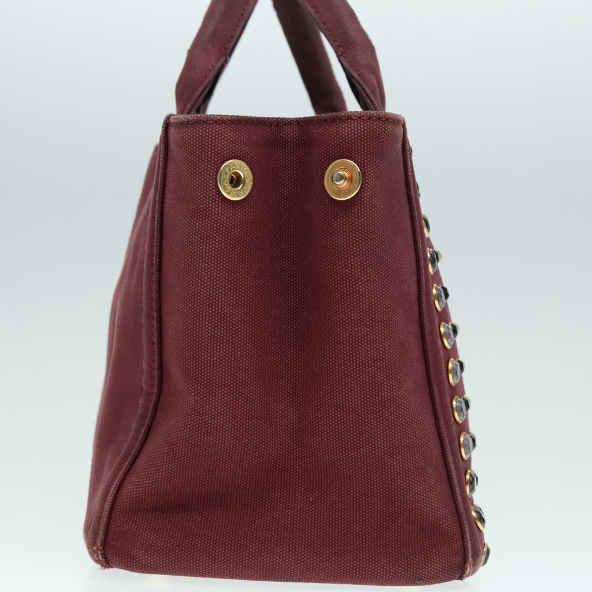 Luxury Prada Bijoux Kanapa PM Hand Bag Canvas Wine Red 93874