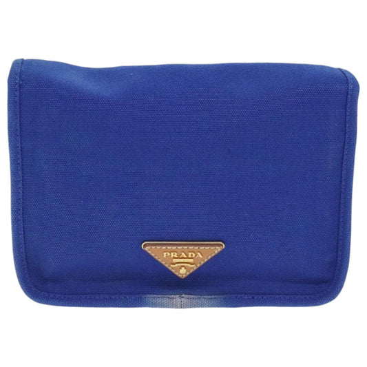 Luxury Prada Shoulder Bag Canvas Blue Gold 93988