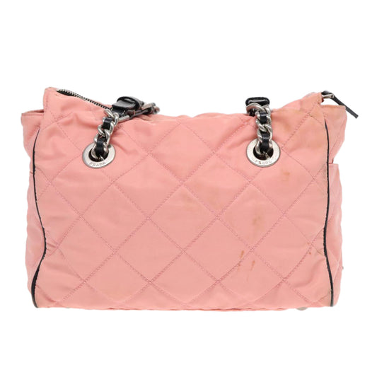Luxury Prada Quilted Chain Shoulder Bag Nylon Pink 94001