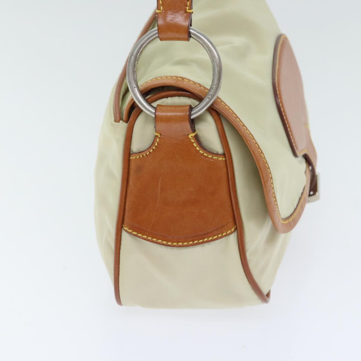 Luxury Prada Shoulder Bag Nylon Beige Silver 94013