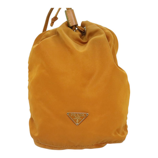 Luxury Prada Drawstring Pouch Nylon Orange Silver 94054