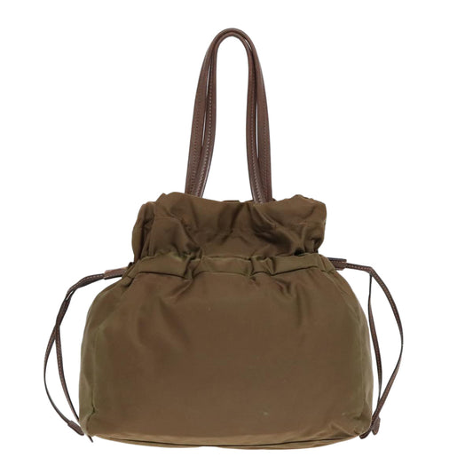 Luxury Prada Tote Bag Nylon Khaki Gold 94055