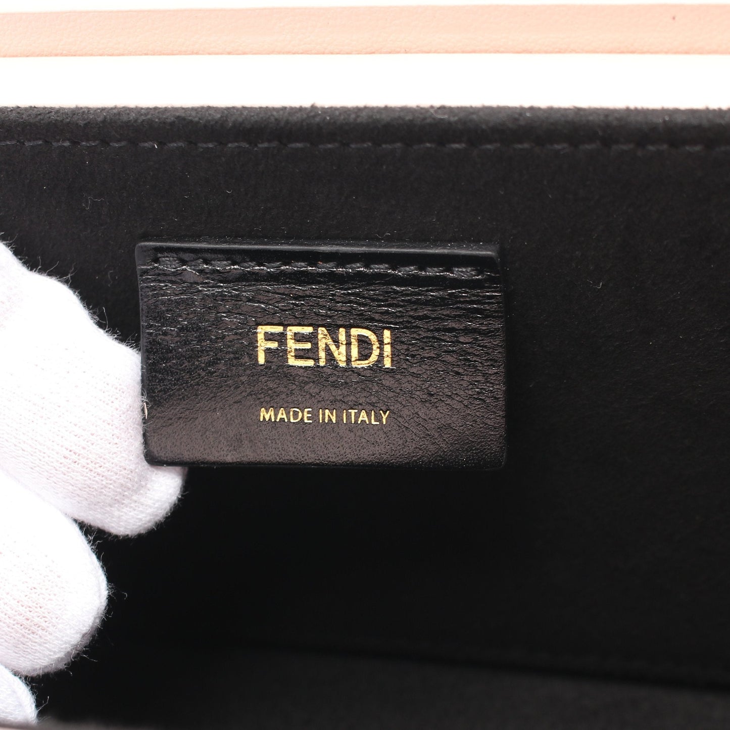 Luxury Fendi Box Horizontal Shoulder bag Leather Pink beige