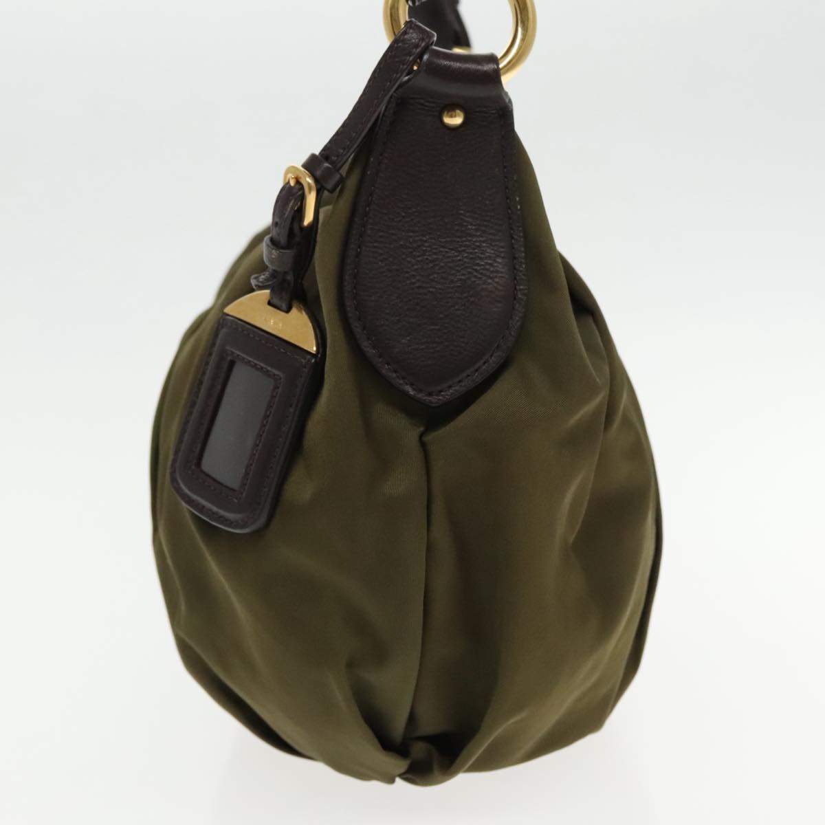 Luxury Prada Shoulder Bag Nylon Khaki Gold 94393