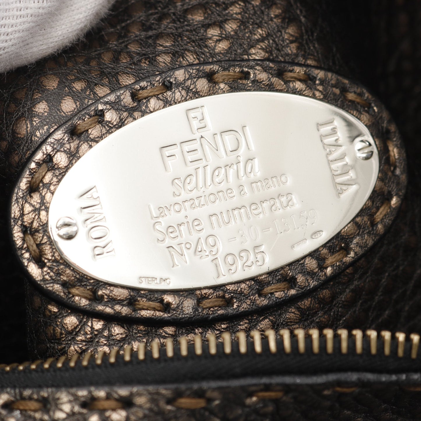 Luxury Fendi Selleria Shoulder bag Butterfly Leather Bronze