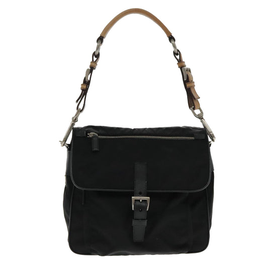 Luxury Prada Shoulder Bag Nylon Black Silver 94397