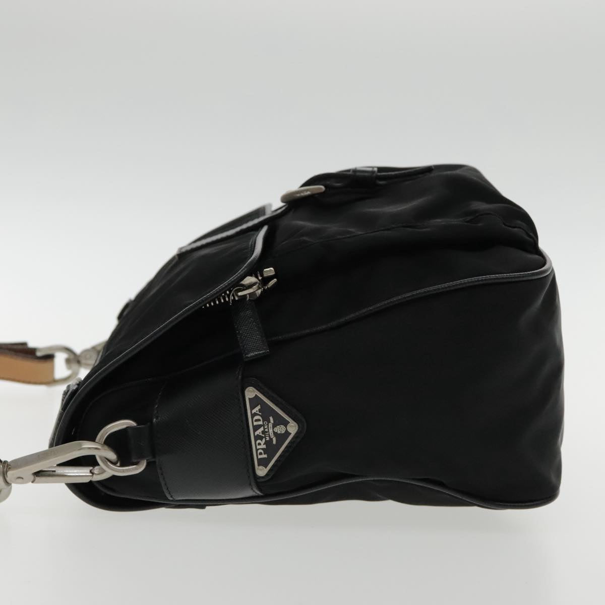 Luxury Prada Shoulder Bag Nylon Black Silver 94397