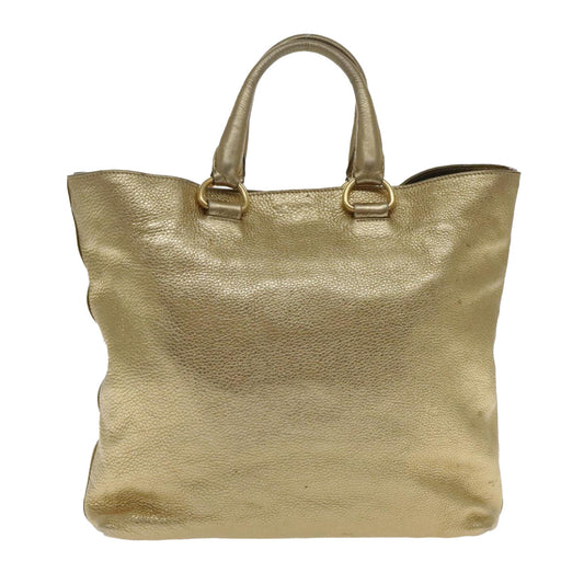 Luxury Prada Tote Bag Leather 2way Gold 94402