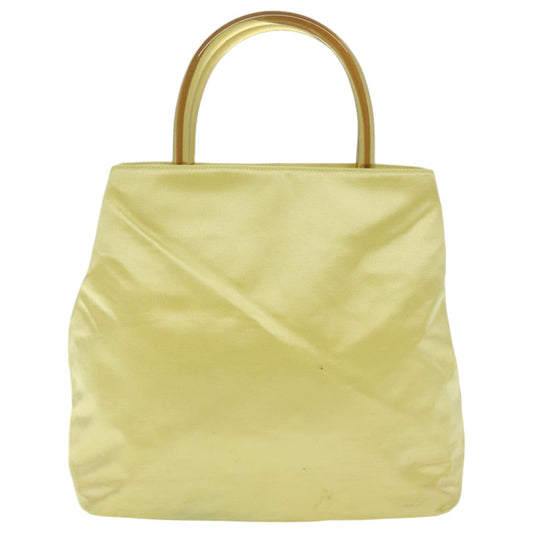 Luxury Prada Hand Bag Satin Yellow Silver 94612