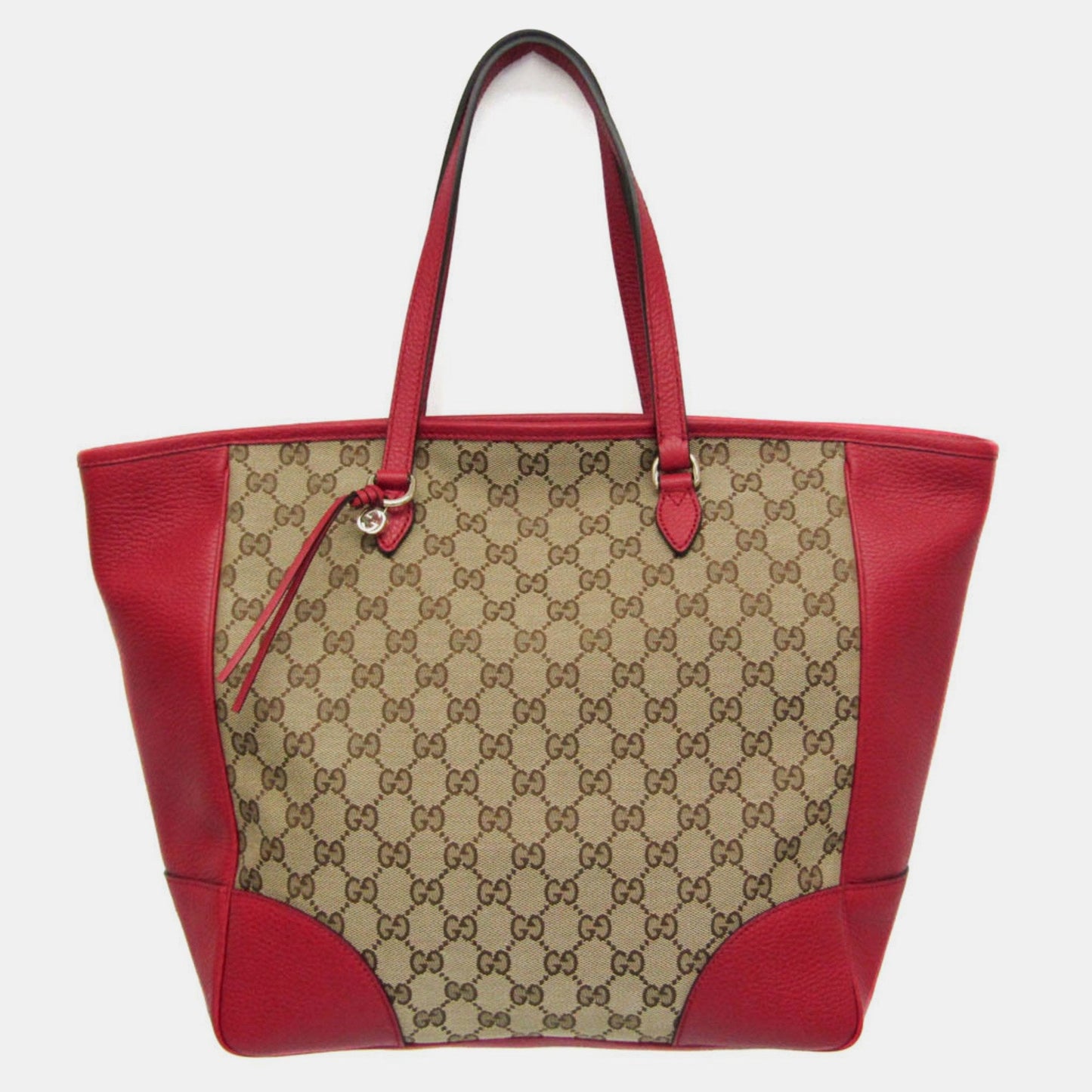 Luxury Gucci Trending 2025 Red/Beige Leather GG Canvas Medium Bree Tote