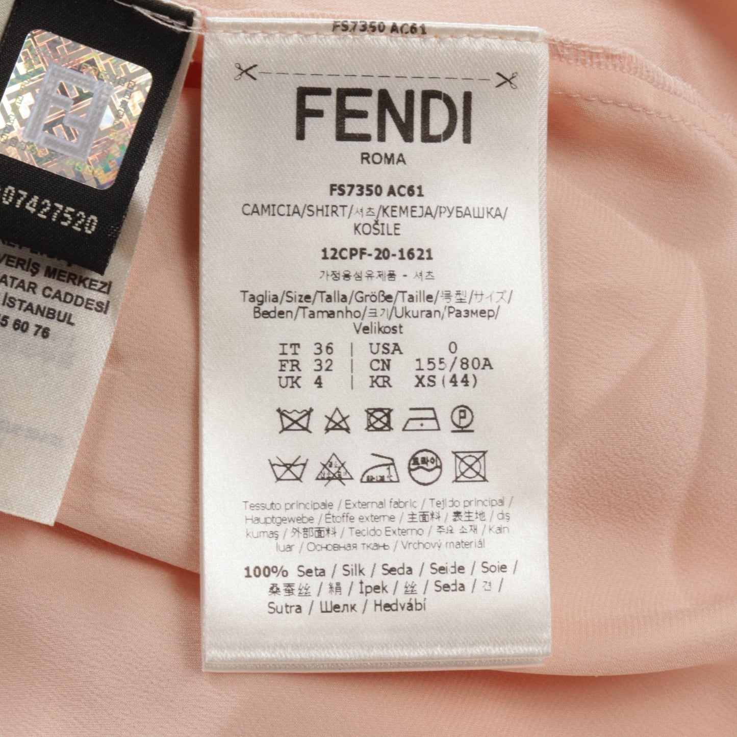 Luxury Fendi Blouse Silk Pink beige