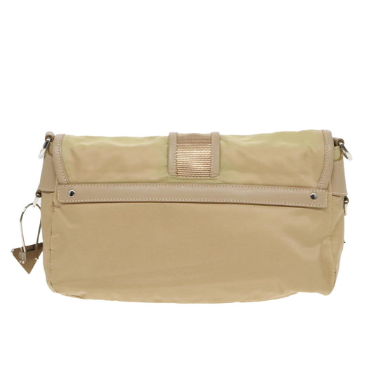 Luxury Prada Shoulder Bag Nylon Beige Silver 94862