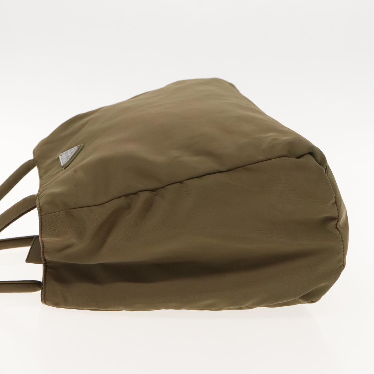 Luxury Prada Hand Bag Nylon Khaki Silver 95022