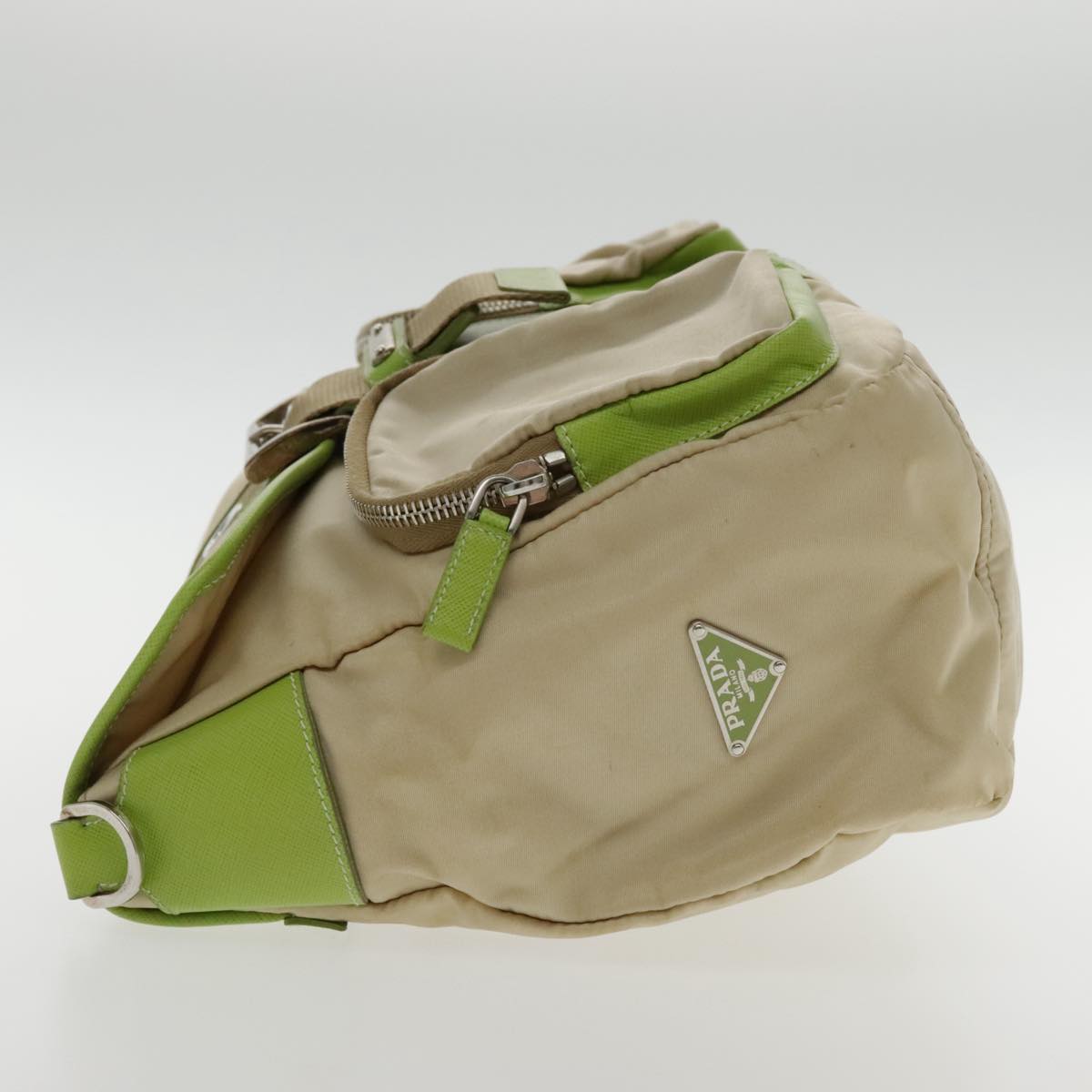 Luxury Prada Shoulder Bag Nylon Beige Silver 95024