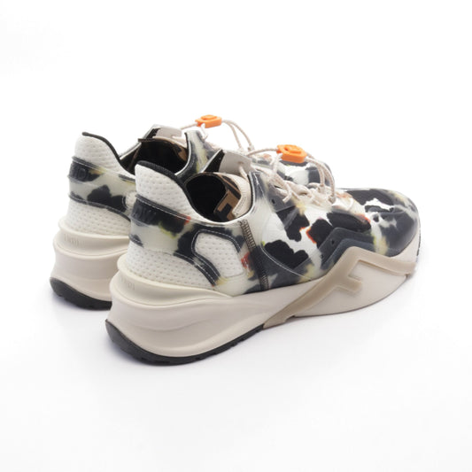 Luxury Fendi FLOW Flow Sneakers Fabric Rubber Black White Multicolor