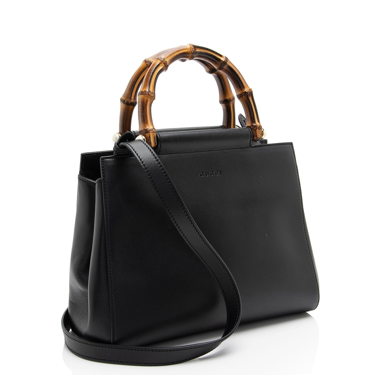 Gucci Leather Bamboo Nymphaea Small Top Handle