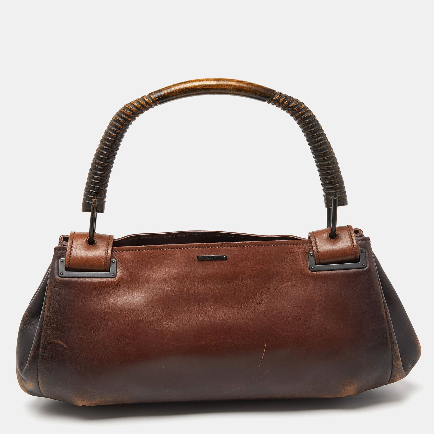 Luxury Gucci Trending 2025 Two Tone Brown Leather Satchel