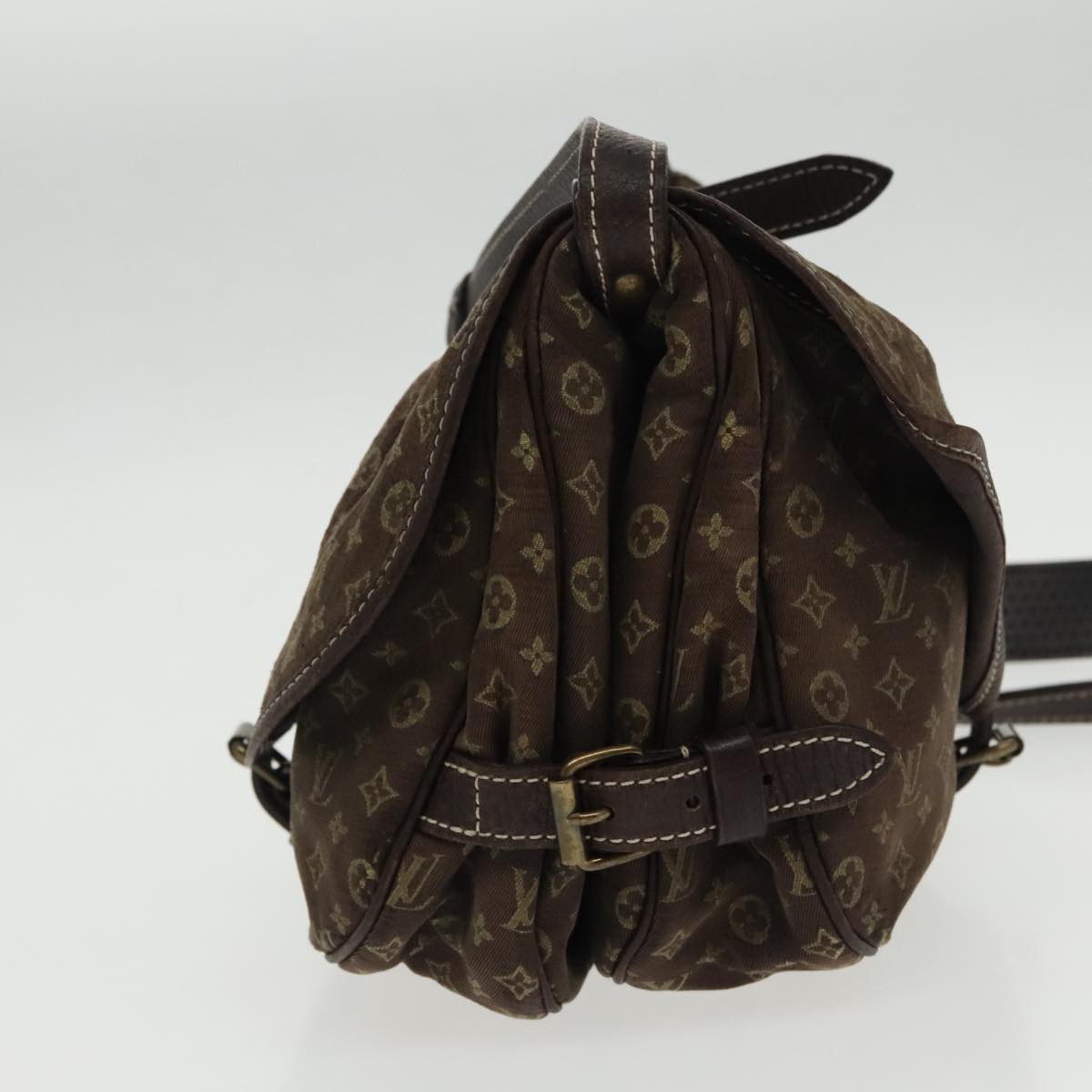 LOUIS VUITTON Monogram Mini Lin Saumur PM Bag Brown Ebene M95227 LV 95493