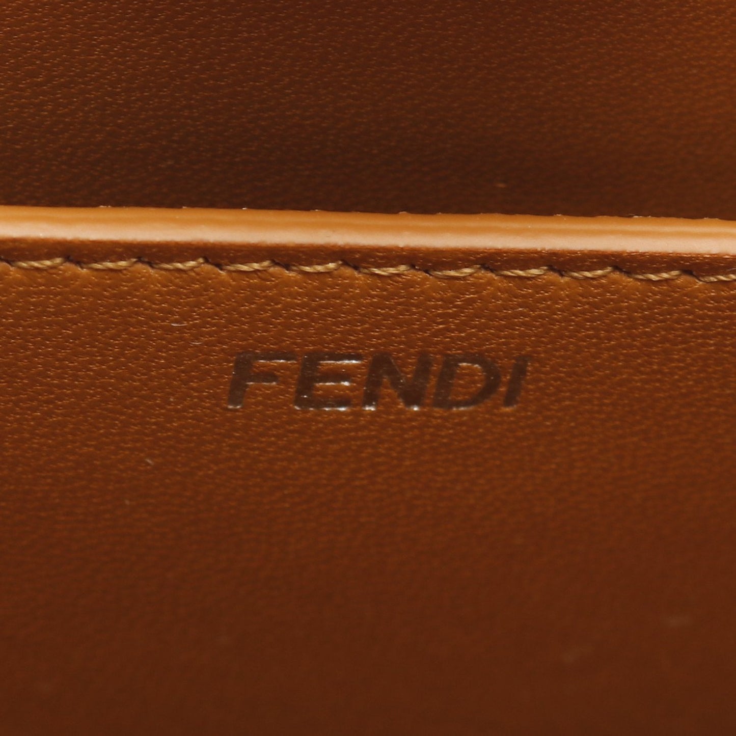 Luxury Fendi Peekaboo Cut Medium Chain shoulder bag Leather Brown