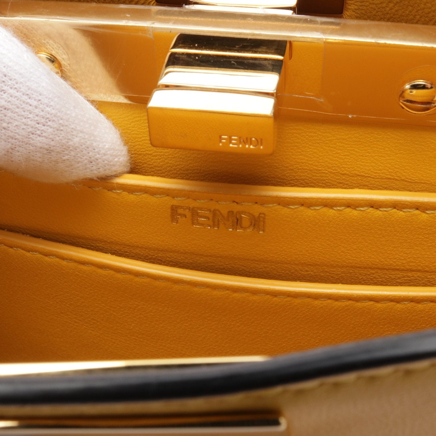 Luxury Fendi Peekaboo ISeeU Handbag Leather Yellow 2WAY