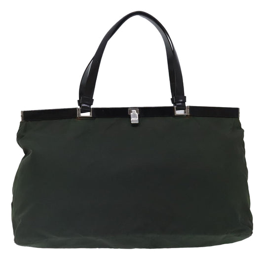 Luxury Prada Tote Bag Nylon Green Silver 95559