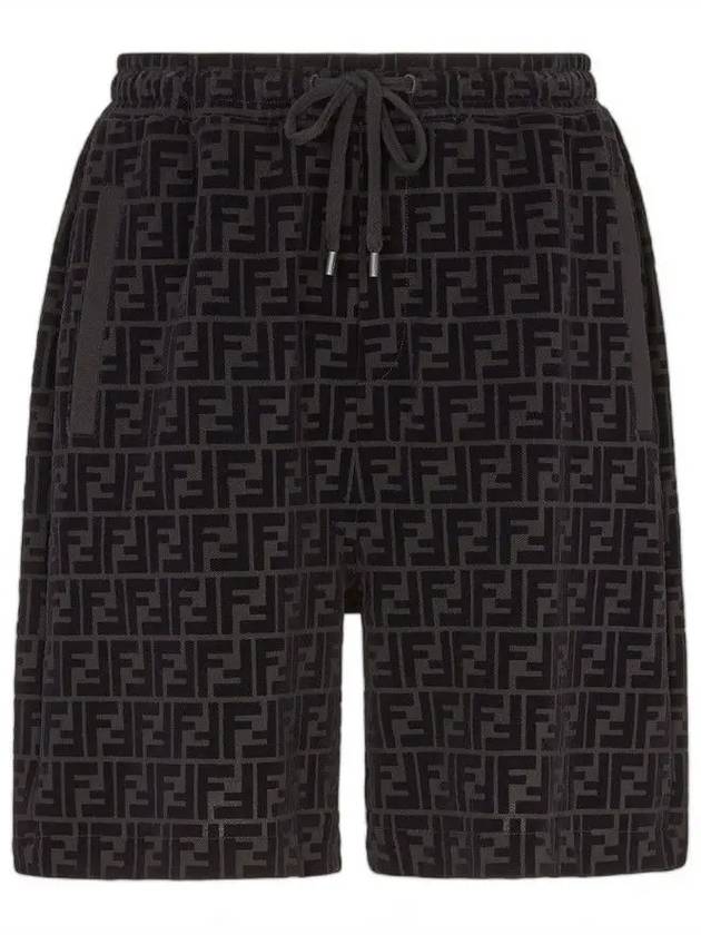 Luxury Fendi Flocked Cotton Shorts Black