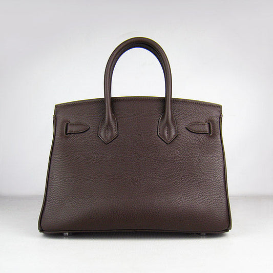 Luxury Hermes Birkin 30cm Togo Leather Handbags Dark Coffee Silver
