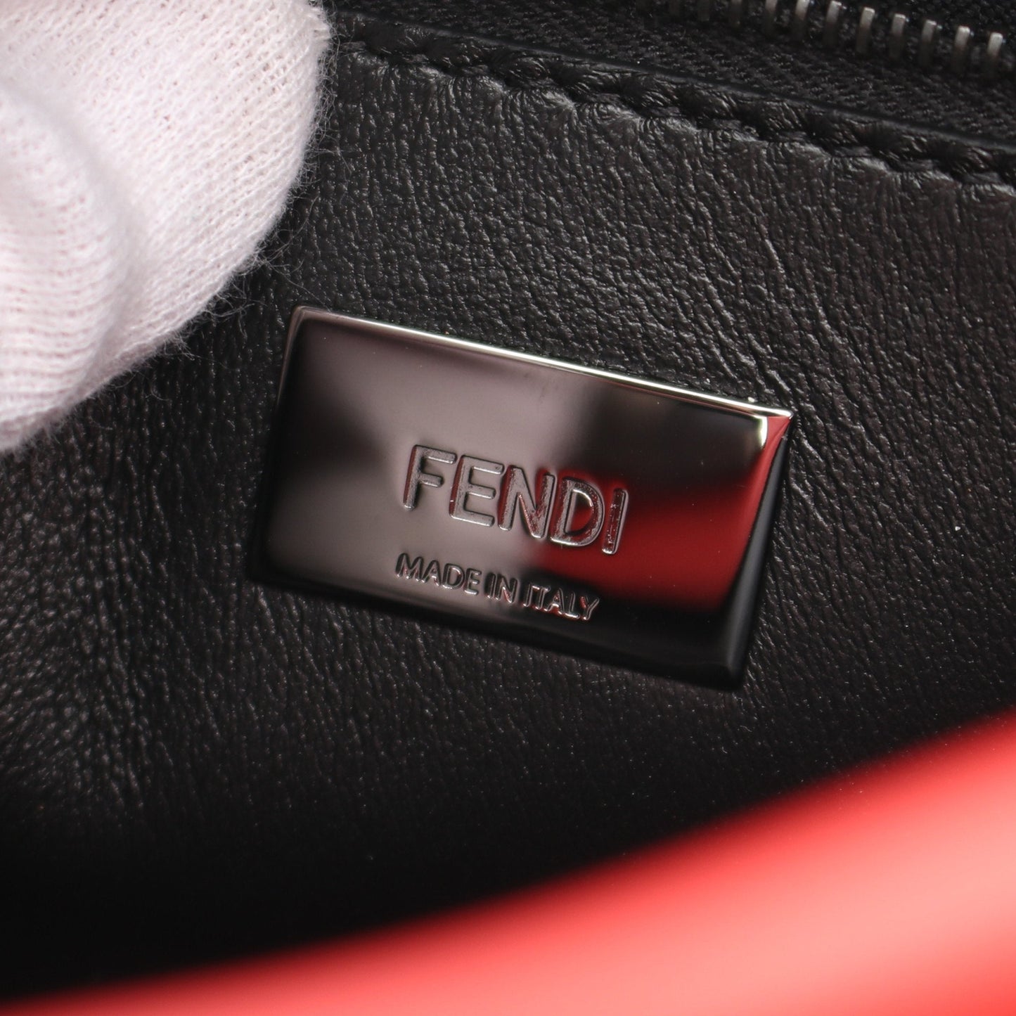 Luxury Fendi Mini Peekaboo Iconic Handbag Leather Red 2WAY