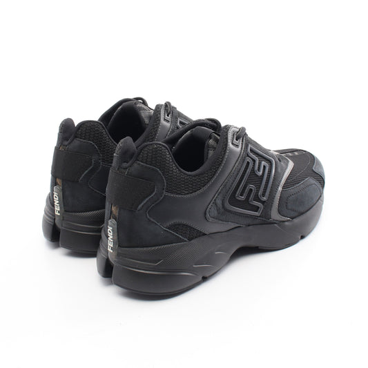 Luxury Fendi FASTER Sneakers Suede Fabric Black