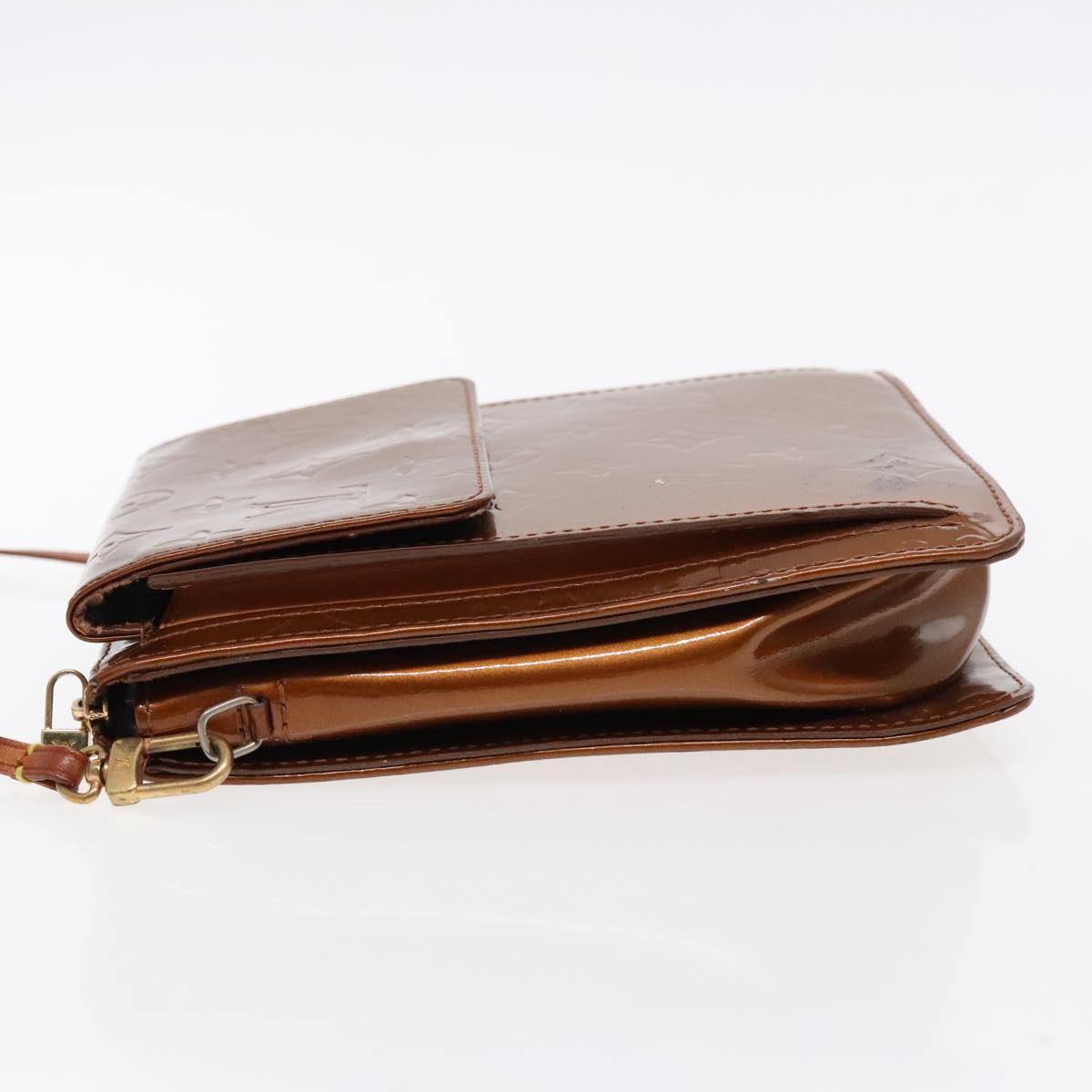 LOUIS VUITTON Monogram Vernis Motto Accessory Pouch Bronze M91138 LV 96276