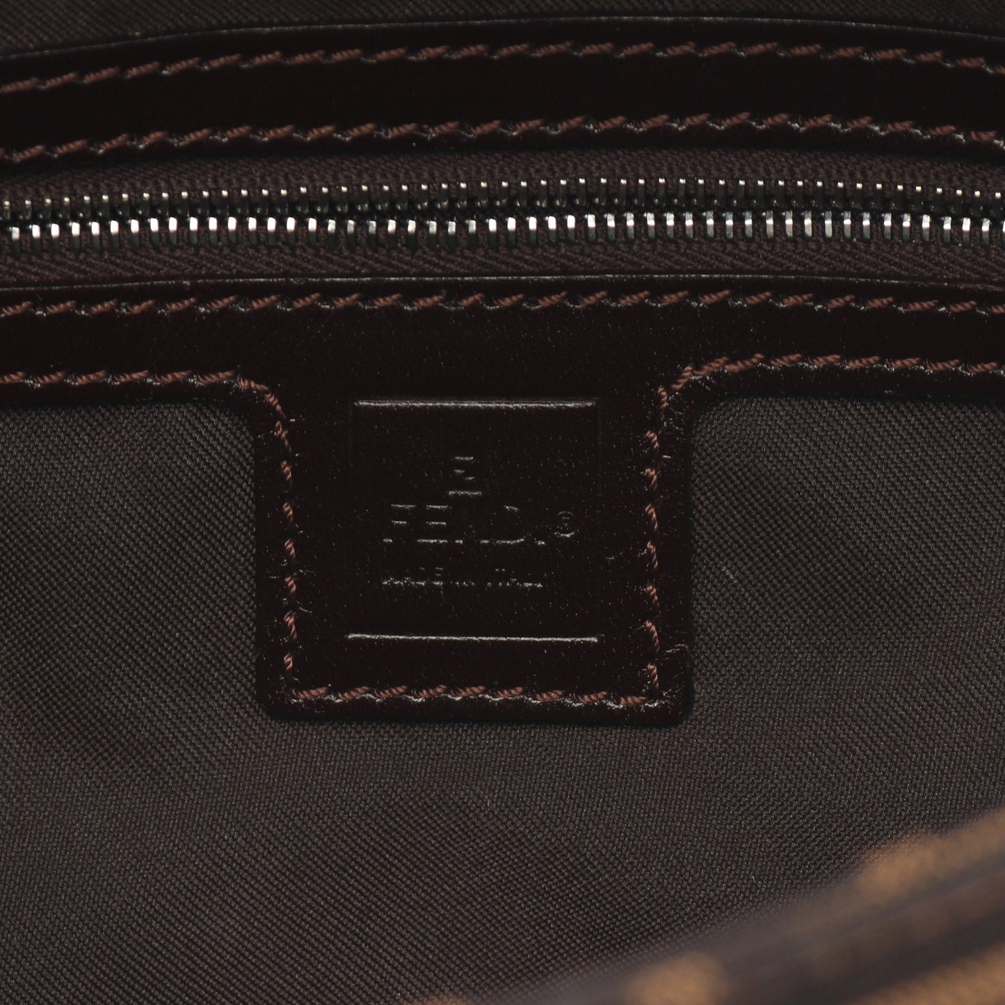 Luxury Fendi Mamma bucket Handbag Canvas Leather Brown Dark brown