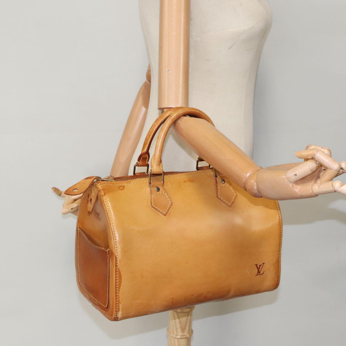 LOUIS VUITTON Nomad leather Speedy 30 Hand Bag Beige M85392 LV 96808