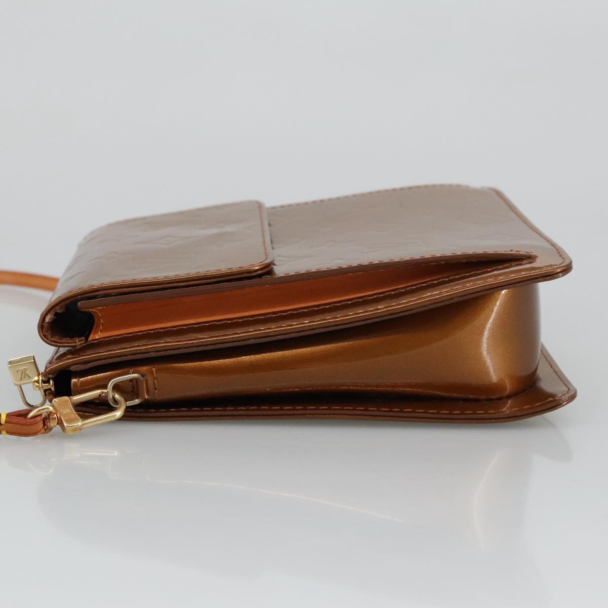 LOUIS VUITTON Monogram Vernis Motto Accessory Pouch Bronze M91138 LV 96853