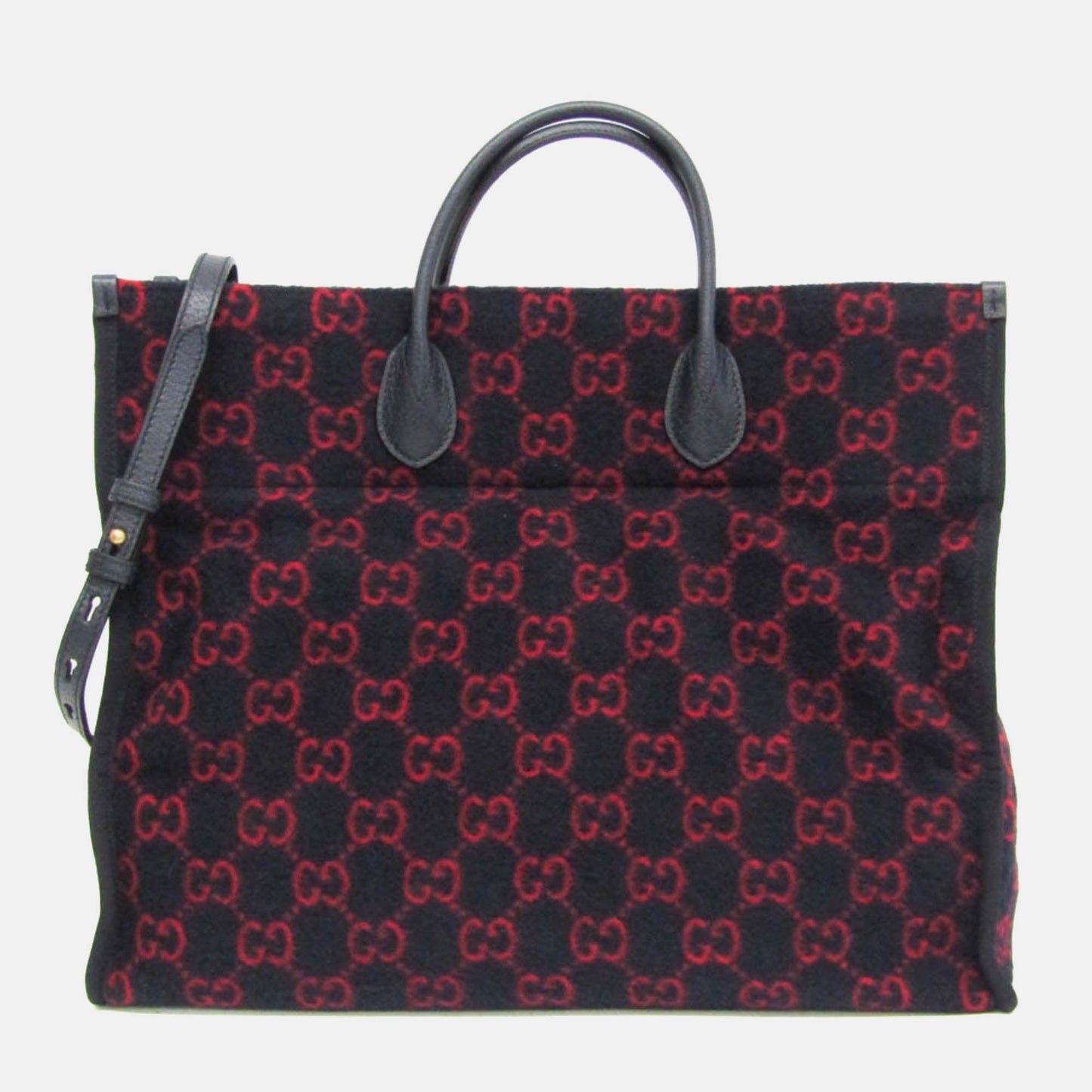 Luxury Gucci Trending 2025 Dark Navy Blue/Red Wool GG Tote Bag
