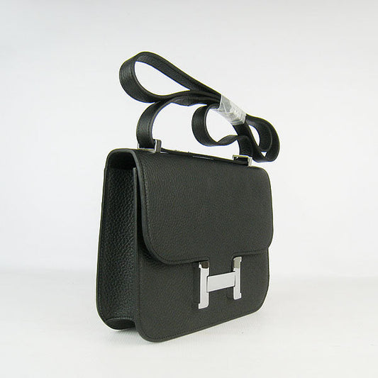 Luxury Hermes Constance Cowskin Leather Bag H017 black silver
