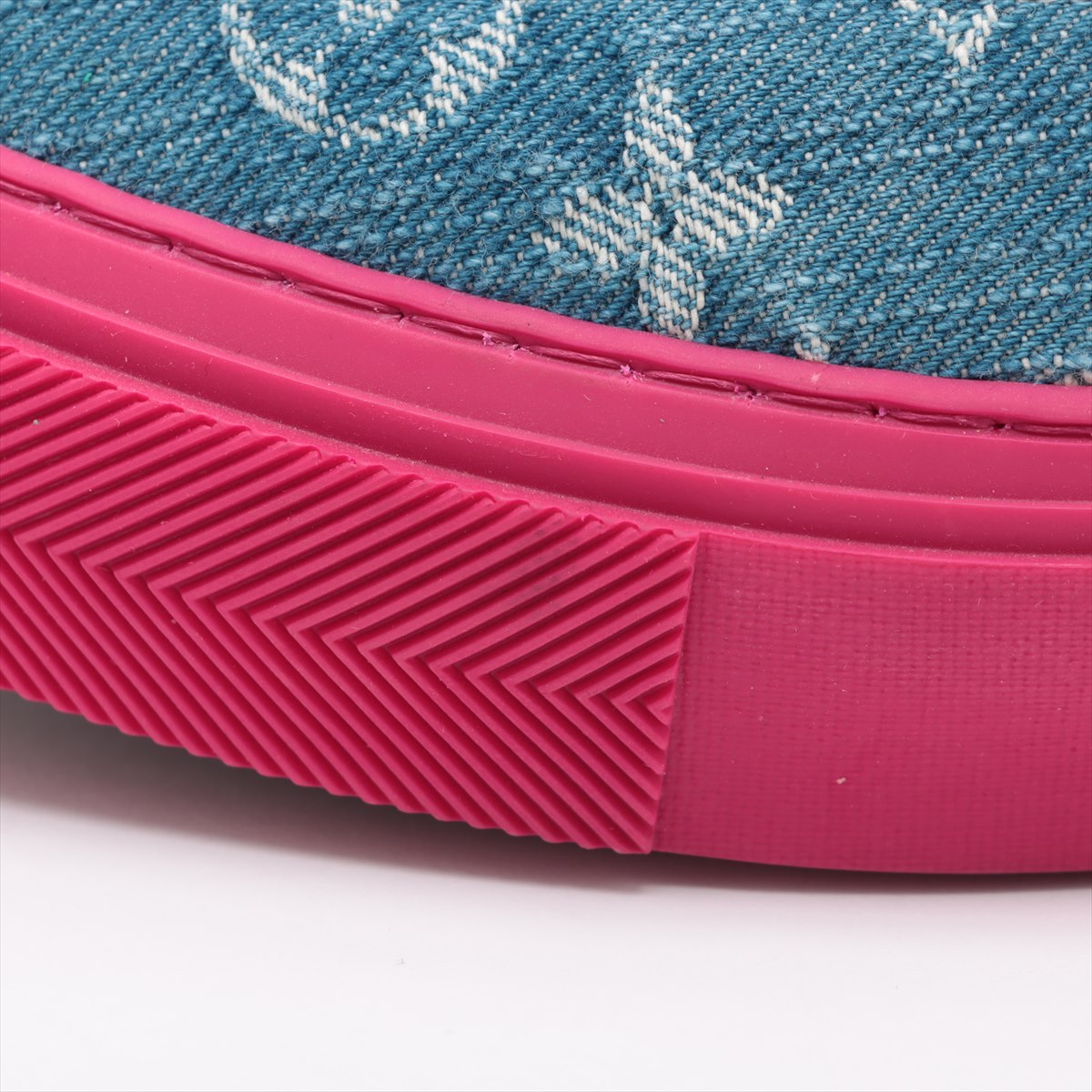 Louis Vuitton Trocadero Line 18 Years Denim X Leather Trainers 5 Men Blue X Pink MS0148 Monogram