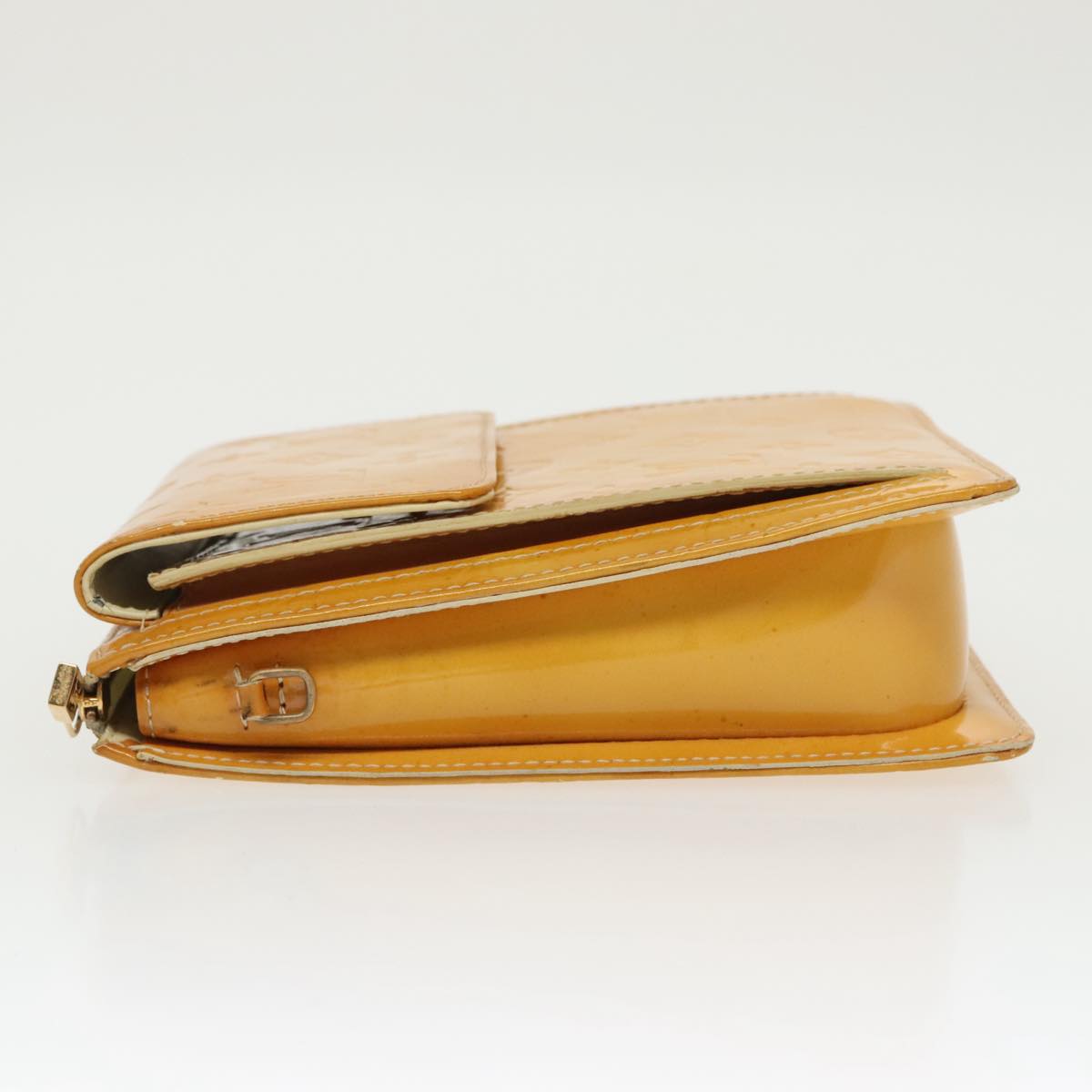 LOUIS VUITTON Monogram Vernis Motto Pouch Lime Yellow M91059 LV 97374